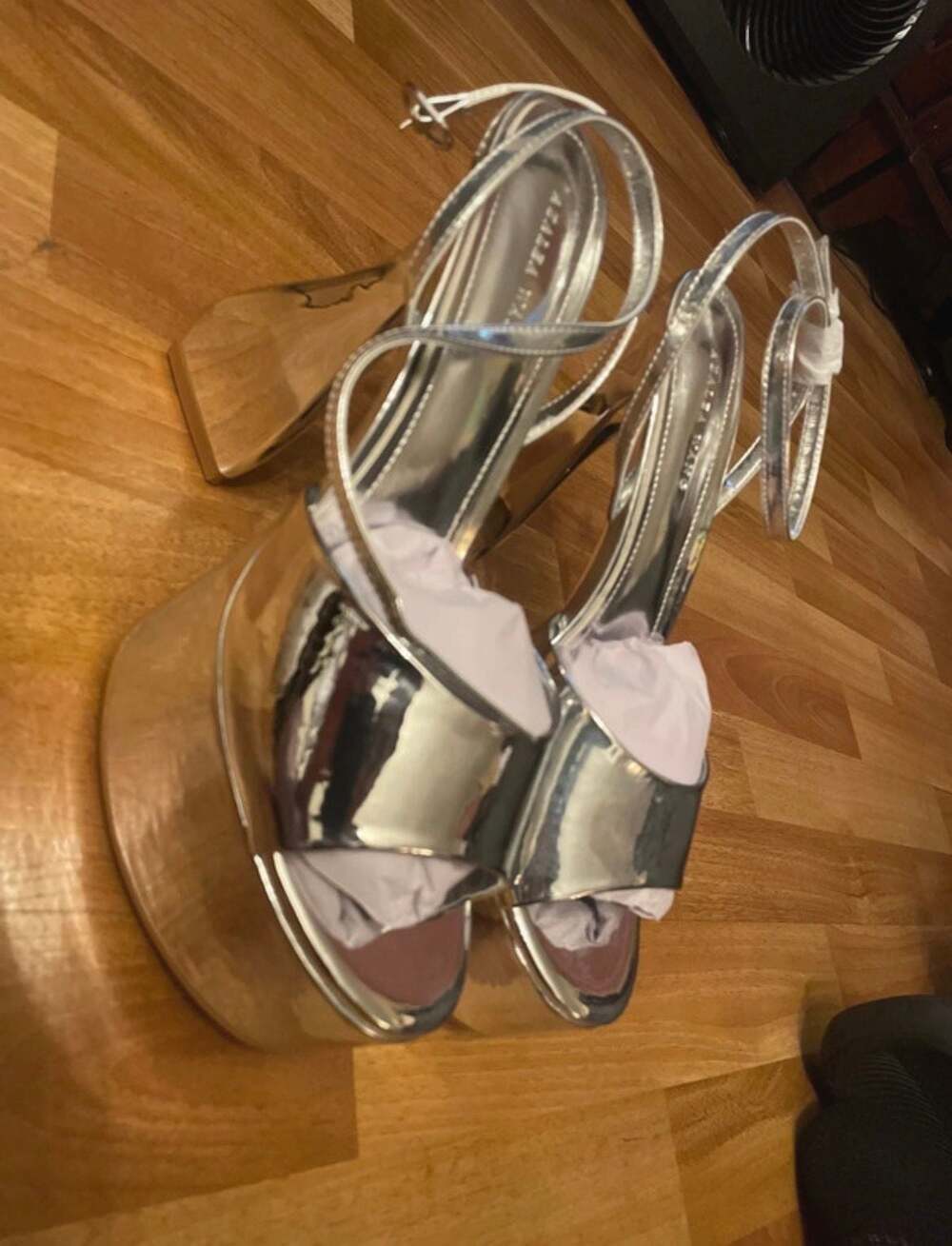 Azalea Wang Newton Chunky Sculpted Heel Platform Sandal in Silver